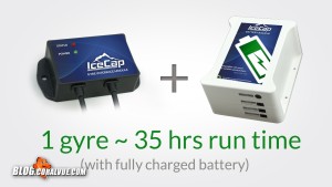 On a fully charged battery, a single gyre may run up to 35 hrs.  