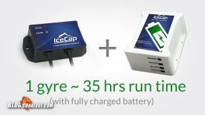 On a fully charged battery, a single gyre may run up to 35 hrs. 
