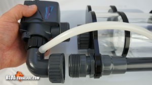 Mount the pump with orings installed up to the skimmer body. Do not use any glues, wrenches or Teflon tape.