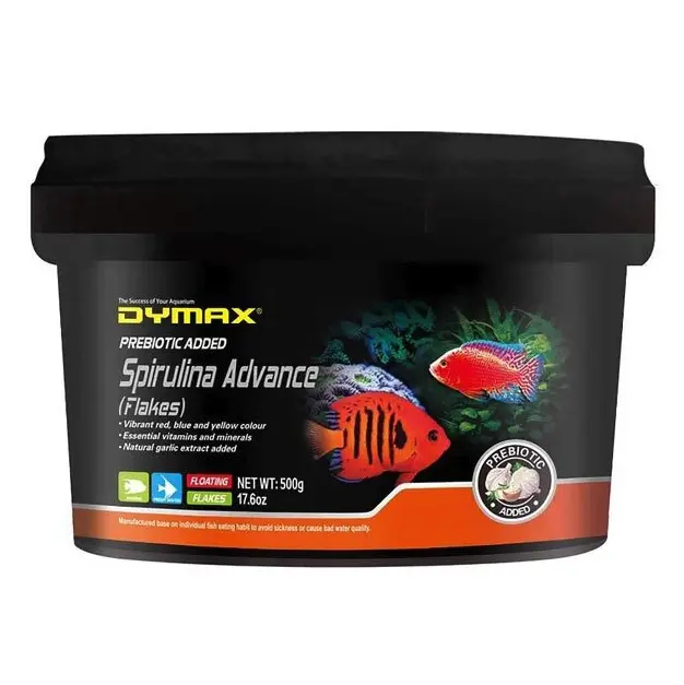 Dymax Spirulina Advance Flakes Fish Food, 500g Bulk Container