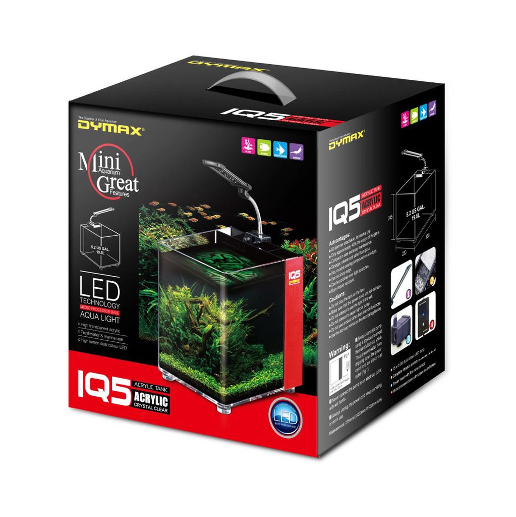 Dymax IQ5 Mini Acrylic Aquarium, Black Onyx (OPEN BOX)