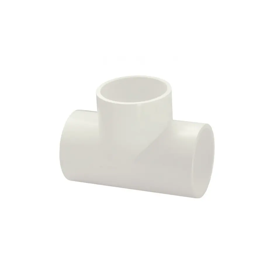 1/2in White PVC Straight Tee Fitting